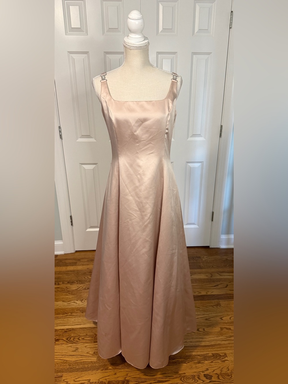 Vtg 90s Jessica McClintock for Dillard’s Champagne Satin Prom Formal Gown Sz 10